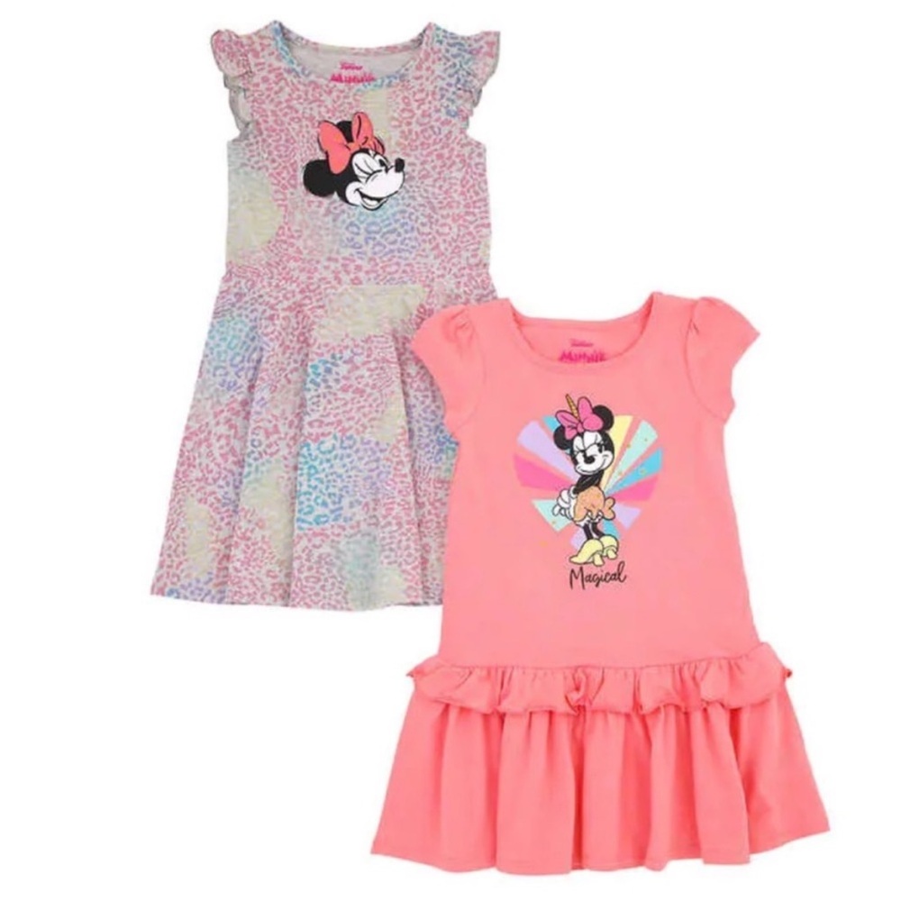 NWT Disney Minnie Kids Girls 2-pack Dress PEACH/PINK